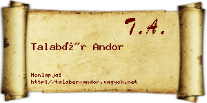 Talabér Andor névjegykártya