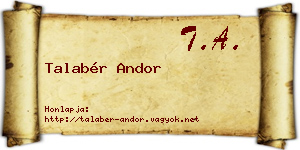 Talabér Andor névjegykártya